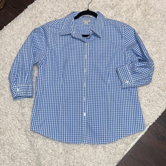 100% Cotton L.L. Bean Wrinkle -Resist Short Sleeve Button Down Blouse, sz Medium - Picture 6 of 11